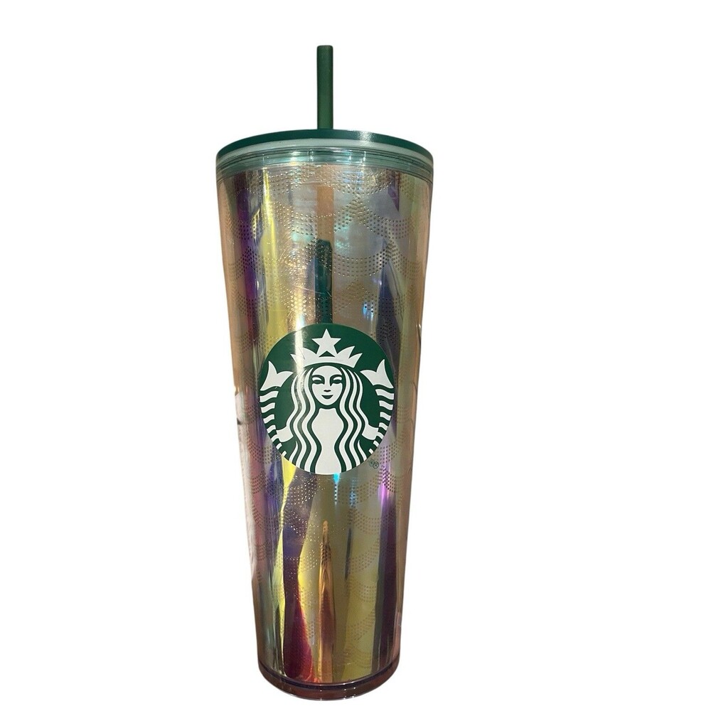 Starbucks Mermaid Tails Iridescent Siren Scales Venti Cold Cup Tumbler 24 OZ